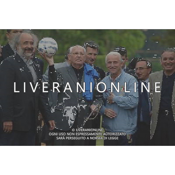 COVERCIANO 28/5/2004 ALLENAMENTO DELLA NAZIONALE ITALIANA VISITA DI MICHAIL GORBACIOV NELLA FOTO MAZZINI, GORBACIOV, TRAPATTONI E RIVA FOTO NUCCI/AG ALDO LIVERANI