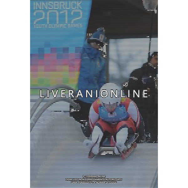 (120117) -- INNSBRUCK, Jan. 17, 2012 () -- Miriam-Stefanie Kastlunger of Austria starts her game during the Women\'s Singles Luge of Innsbruck 2012 Youth Olympic Games at the Olympic Sliding Centre in Innsbruck, Austria, Jan. 16, 2012. Miriam-Stefanie Kastlunger of Austria won the gold medal, Saskia Langer of Germany won the silver medal and Ulla Zirne of Latvia won the bronze medal. (/Xu Liang) (wy) ©photoshot/Agenzia Aldo Liverani Sas - ITALY ONLY - Giochi Olimpici della Gioventu\' a Innsbruck, Austria, 16 Gennaio 2012.