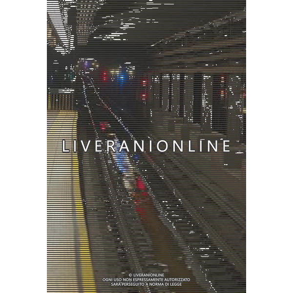 Signal lights are seen reflected in water in the subway track bed at the 125th Street Station in Harlem on the IND line in New York on Monday, January 16m 2012. ©photoshot/AG ALDO LIVERANI SAS - ITALY ONLY