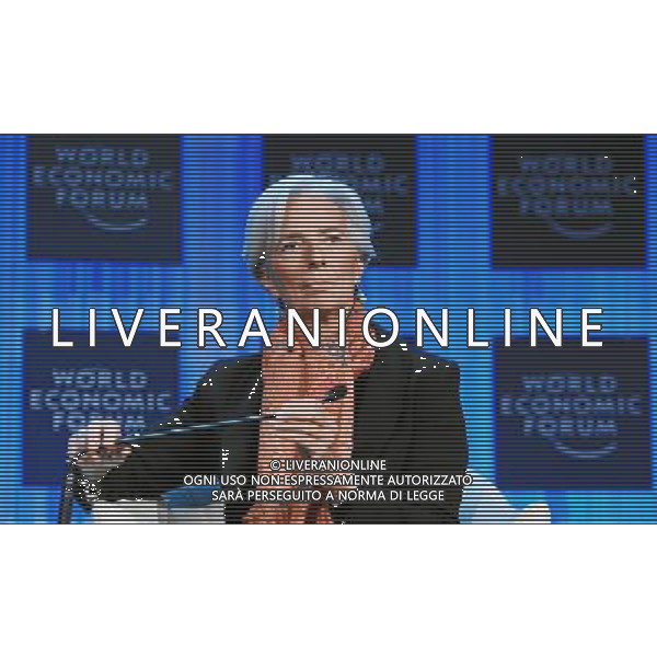 DAVOS/SWITZERLAND, 28JAN12 - Christine Lagarde, Managing Director, International Monetary Fund (IMF), Washington DC; Foundation Board Member is captured during the session \'Global Economic Outlook 2012\' at the Annual Meeting 2012 of the World Economic Forum at the congress centre in Davos, Switzerland, January 28, 2012. AG ALDO LIVERANI S A S ONLY ITALY