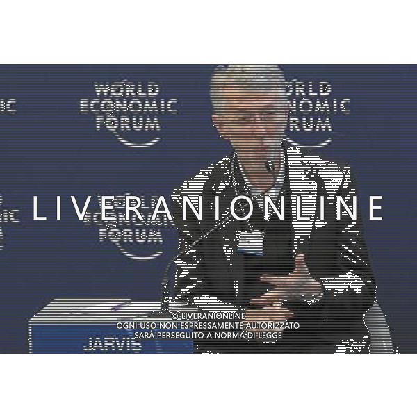 DAVOS/SWITZERLAND, 28JAN12 - Jeff Jarvis, Professor, CUNY Graduate School of Journalism, City University of New York, USA moderates the session \'Digital Norms\' at the Annual Meeting 2012 of the World Economic Forum at the congress centre in Davos, Switzerland, January 28, 2012. AG ALDO LIVERANI S A S ONLY ITALY
