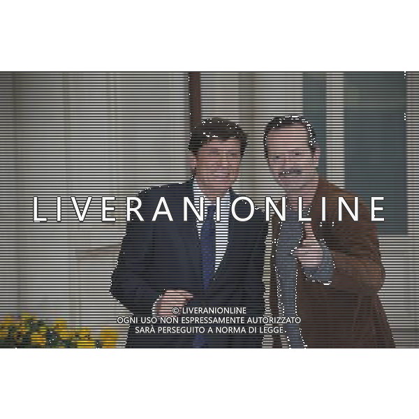 Conferenza stampa di presentazione della 62ma edizione del Festival della Canzone Italiana di Sanremo 31-01-2012 nella foto Gianni Morandi con Rocco Papaleo ©Gazzaniga/Agenzia Aldo Liverani Sas