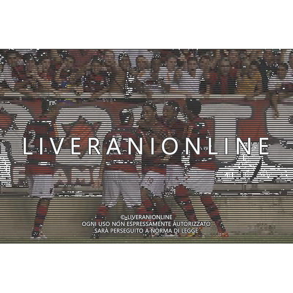  20120201: RIO DE JANEIRO, BRAZIL - Player Ronaldinho Gaucho celebrate goal during Flamengo vs Real Potosi match for Copa Libertadores PHOTO: CITYFILES - Newspix.pl - ag. aldo liverani sas italy only