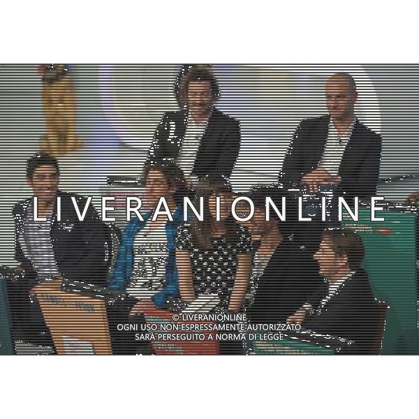 MILANO 5/2/2012 STUDI TELEVISI DI RAI 2 DI VIA MECENATE TRASMISSIONE TELEVISIVA: -QUELLI CHE IL CALCIO- NELLA FOTO FILIPPO MAGNINI, ALESSANDRO PIU, VICTORIA CABELLO, SAMUEL PERON, GIANMARIA ALIBERTI GERBOTTO, MAURIZIO FELUGO E STEFANO TEMPESTI FOTO ROMANO/AG ALDO LIVERANI