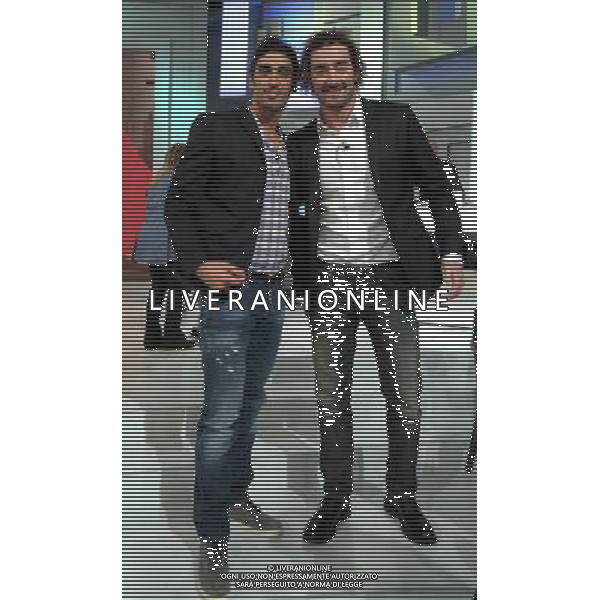 MILANO 5/2/2012 STUDI TELEVISI DI RAI 2 DI VIA MECENATE TRASMISSIONE TELEVISIVA: -QUELLI CHE IL CALCIO- NELLA FOTO FILIPPO MAGNINI E STEFANO FELUGO FOTO ROMANO/AG ALDO LIVERANI