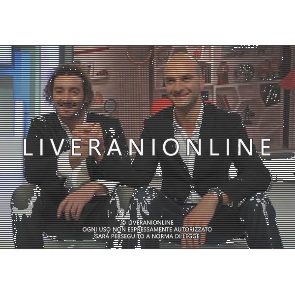 MILANO 5/2/2012 STUDI TELEVISI DI RAI 2 DI VIA MECENATE TRASMISSIONE TELEVISIVA: -QUELLI CHE IL CALCIO- NELLA FOTO MAURIZIO FELUGO E STEFANO TEMPESTI FOTO ROMANO/AG ALDO LIVERANI