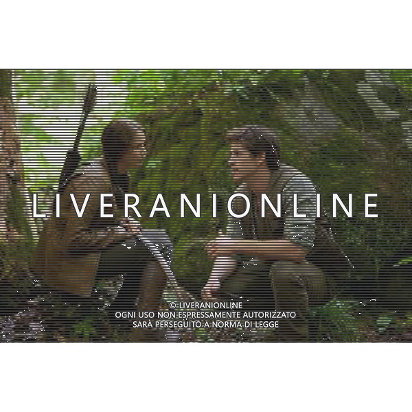 Katniss Everdeen (Jennifer Lawrence) and Gale Hawthorne (Liam Hemsworth) in THE HUNGER GAMES. AG ALDO LIVERANI S A S ONLY ITALY