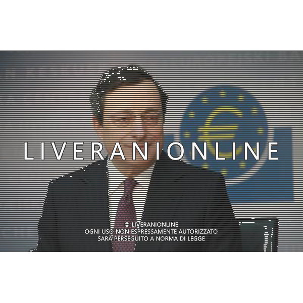 (120209) -- FRANKFURT, Feb. 9, 2012 () -- European Central Bank (ECB) President Mario Draghi attends a press conference in Frankfurt, Germany, on Feb. 9, 2012. The Frankfurt-based European Central Bank (ECB) on Thursday decided to keep its benchmark refinancing rate unchanged pending a major refinancing operation. (/Shen Zhengning) (nxl) ©PHOTOSHOT/AG ALDO LIVEWRANI SAS - ITALY ONLY