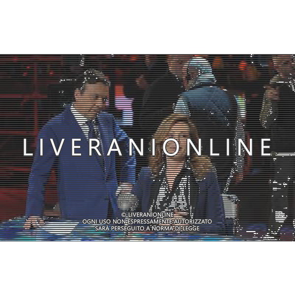 COLOGNO M.se (MI) 11/2/2012 STUDI TELEVISI DI MEDIASET TRASMISSIONE TELEVISIVA: -CIAMBRETTI NIGHT SHOW- NELLA FOTO PIERO CHIAMBRETTI E DANIELA SANTANCHE\' FOTO ROMANO/AG ALDO LIVERANI