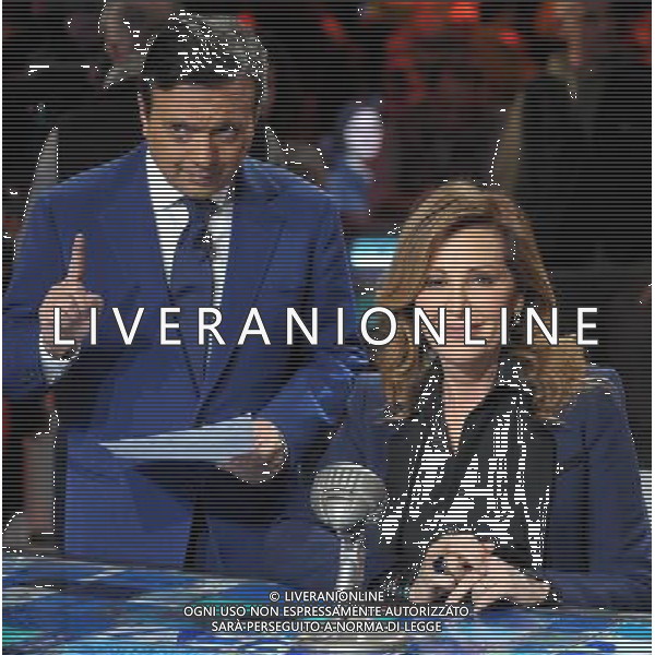COLOGNO M.se (MI) 11/2/2012 STUDI TELEVISI DI MEDIASET TRASMISSIONE TELEVISIVA: -CIAMBRETTI NIGHT SHOW- NELLA FOTO PIERO CHIAMBRETTI E DANIELA SANTANCHE\' FOTO ROMANO/AG ALDO LIVERANI