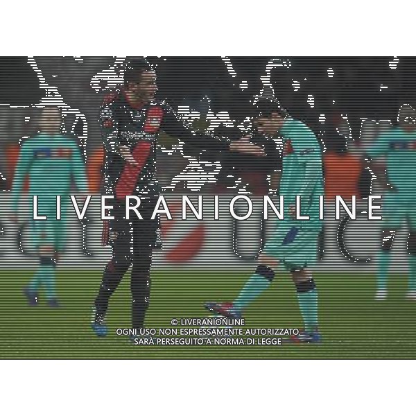 firo FuÃŸball,Fussball, 14.02.2012 Champions League Achtelfinale Hinspiel 2011/2012 Bayer Leverkusen - FC Barcelona 1:3 Renato Augusto rechts Lionel Messi am anstoÃŸpunkt $worldrightsEs gelten unsere AGB, einsehbar auf www.firosportphoto.de copyright by firo sportphoto: Coesfelder Str.207 48249 DÃ¼lmen www.firosportphoto.de mail@firosportphoto.de (V o l k s b a n k B o c h u m - W i t t e n ) BLZ.: 430 601 29 Kt. Nr.: 341 117 100 Tel:Â  02594 - 9916004 Fax:Â 02594 - 9916005 Champions League, Bayer Leverkusen Barcellona 1-3 ©AG ALDO LIVERANI SAS - ITALY ONLY *** Local Caption *** .