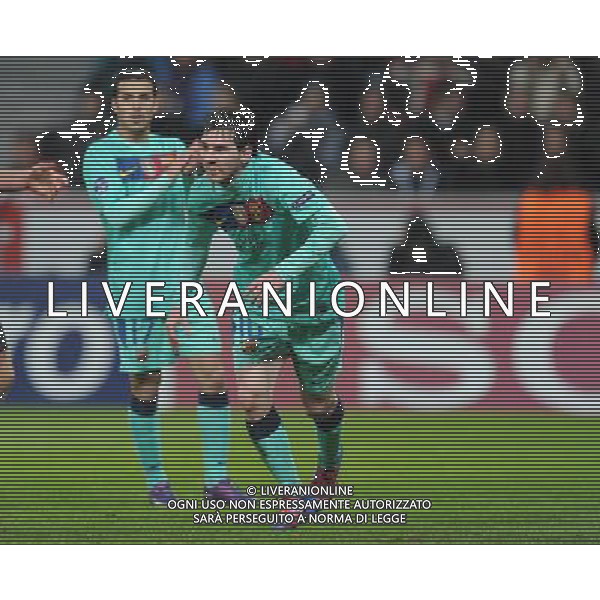 firo FuÃŸball,Fussball, 14.02.2012 Champions League Achtelfinale Hinspiel 2011/2012 Bayer Leverkusen - FC Barcelona 1:3 Lionel Messi Jubel $worldrightsEs gelten unsere AGB, einsehbar auf www.firosportphoto.de copyright by firo sportphoto: Coesfelder Str.207 48249 DÃ¼lmen www.firosportphoto.de mail@firosportphoto.de (V o l k s b a n k B o c h u m - W i t t e n ) BLZ.: 430 601 29 Kt. Nr.: 341 117 100 Tel:Â  02594 - 9916004 Fax:Â 02594 - 9916005 Champions League, Bayer Leverkusen Barcellona 1-3 ©AG ALDO LIVERANI SAS - ITALY ONLY *** Local Caption *** .