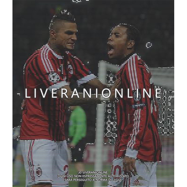 UEFA Champions League 2011/2012 Ottavi di Finale Andata Milano - 15.02.2012 Milan-Arsenal Nella Foto:robinho esulta secondo gol con prince boateng /Ph.Vitez-Ag. Aldo Liverani