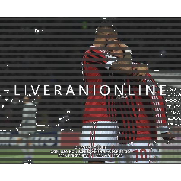 UEFA Champions League 2011/2012 Ottavi di Finale Andata Milano - 15.02.2012 Milan-Arsenal Nella Foto:robinho esulta secondo gol con boateng /Ph.Vitez-Ag. Aldo Liverani