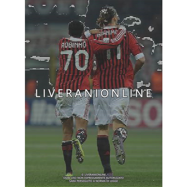 UEFA Champions League 2011/2012 Ottavi di Finale Andata Milano - 15.02.2012 Milan-Arsenal Nella Foto:robinho esulta secondo gol con ibrahimovic /Ph.Vitez-Ag. Aldo Liverani