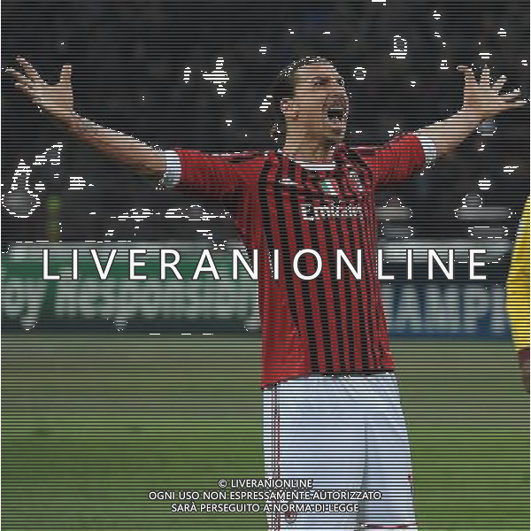 UEFA Champions League 2011/2012 Ottavi di Finale Andata Milano - 15.02.2012 Milan-Arsenal Nella Foto: zlatan ibrahimovic esultanza dopo il gol su rigore /Ph.Vitez-Ag. Aldo Liverani