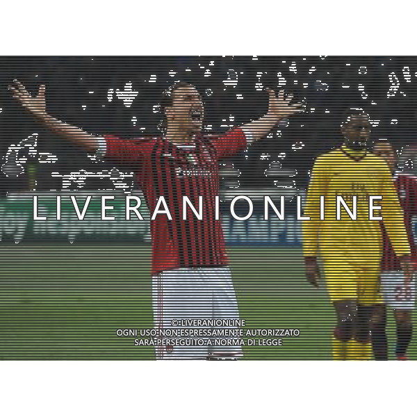 UEFA Champions League 2011/2012 Ottavi di Finale Andata Milano - 15.02.2012 Milan-Arsenal Nella Foto:zlatan ibrahimovic esultanza dopo il gol su rigore /Ph.Vitez-Ag. Aldo Liverani