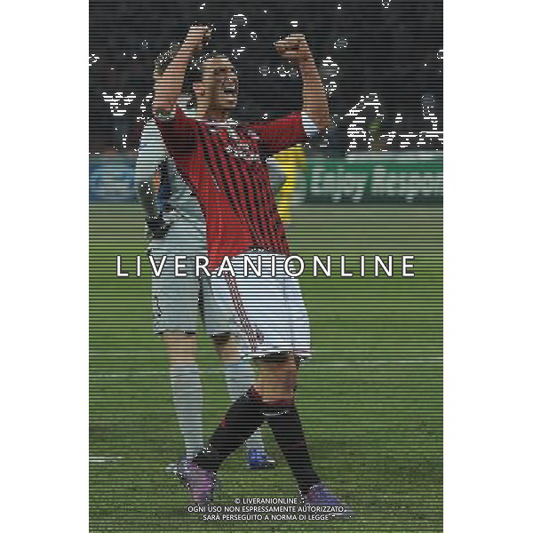 UEFA Champions League 2011/2012 Ottavi di Finale Andata Milano - 15.02.2012 Milan-Arsenal Nella Foto:zlatan ibrahimovic esultanza dopo il gol su rigore /Ph.Vitez-Ag. Aldo Liverani