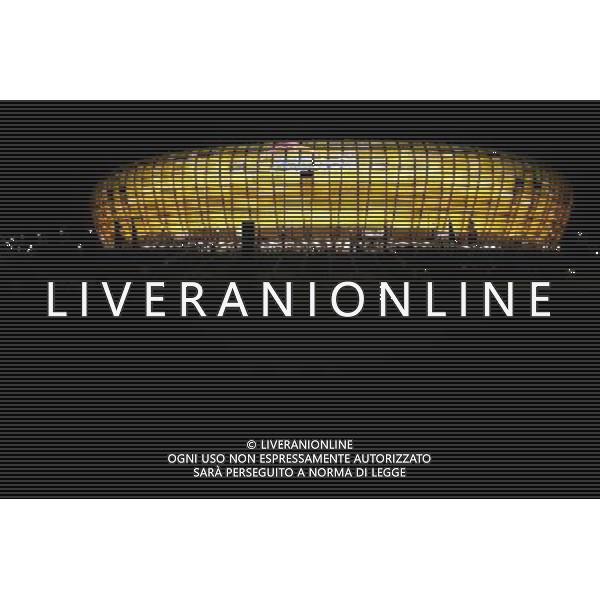 GDANSK , PGE ARENA 28.11.2011 T MOBILE EKSTRAKLASA PILKA NOZNA MECZ LECHIA GDANSK VS RUCH CHORZOW POLISH FOOTBALL LEAGUE MATCH LECHIA GDANSK VS RUCH CHORZOW NZ PGE Arena stadion widok ogolny zewnatrz podswietlenie iluminacja euro 2012 general view night noc kibic fan FOT. WOJCIECH FIGURSKI / NEWSPIX.PL --- Newspix.pl EDIZIONE EUROPEI 2012 UCRAINA POLONIA CALCIO STADI AG ALDO LIVERANI SAS - ITALY ONLY - *** Local Caption *** _