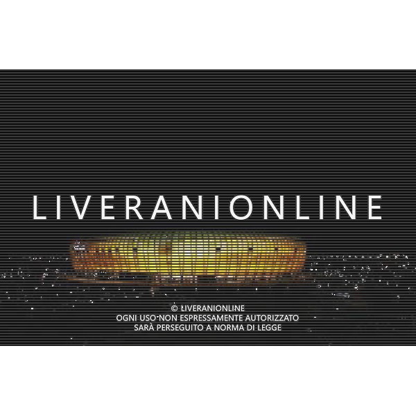 GDANSK , PGE ARENA 28.11.2011 T MOBILE EKSTRAKLASA PILKA NOZNA MECZ LECHIA GDANSK VS RUCH CHORZOW POLISH FOOTBALL LEAGUE MATCH LECHIA GDANSK VS RUCH CHORZOW NZ PGE Arena stadion widok ogolny zewnatrz podswietlenie iluminacja euro 2012 general view night noc kibic fan parking auto samochod car lot FOT. WOJCIECH FIGURSKI / NEWSPIX.PL --- Newspix.pl EDIZIONE EUROPEI 2012 UCRAINA POLONIA CALCIO STADI AG ALDO LIVERANI SAS - ITALY ONLY - *** Local Caption *** _