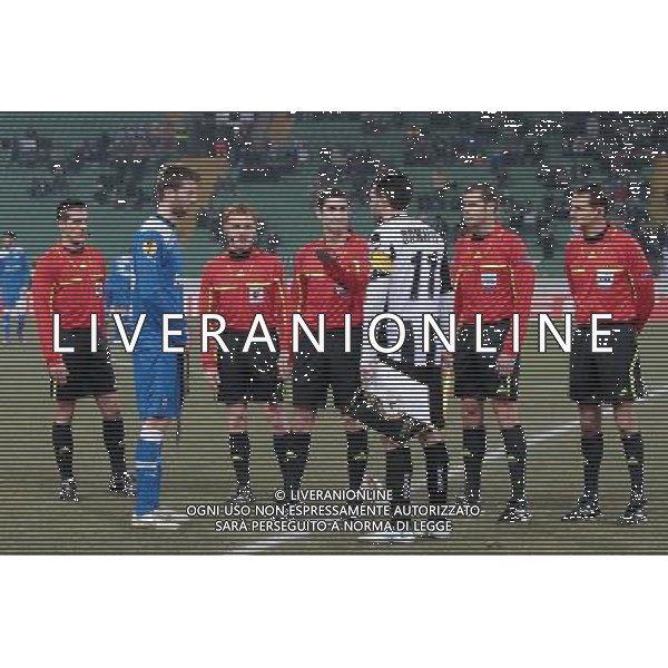 UDINE 16/02/2012 UEFA EUROPA LEAGUE 2011/2012 UDINESE vs PAOK NELLA FOTO: L\'ARBITRO ALBERTO UNDIANO MALLENCO CON ASSISTENTI FOTO PAOLA GARBUIO/AG.ALDO LIVERANI
