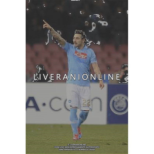 Napoli - 21/02/2012 - Stadio San Paolo - Uefa Champions League 2011/2012 - Ottavi di finale andata - Napoli vs Chelsea - nella foto: l\'esultanza dopo il gol di ezequiel lavezzi Œ© Fabrizio Corradetti - Ag. Aldo Liverani sas