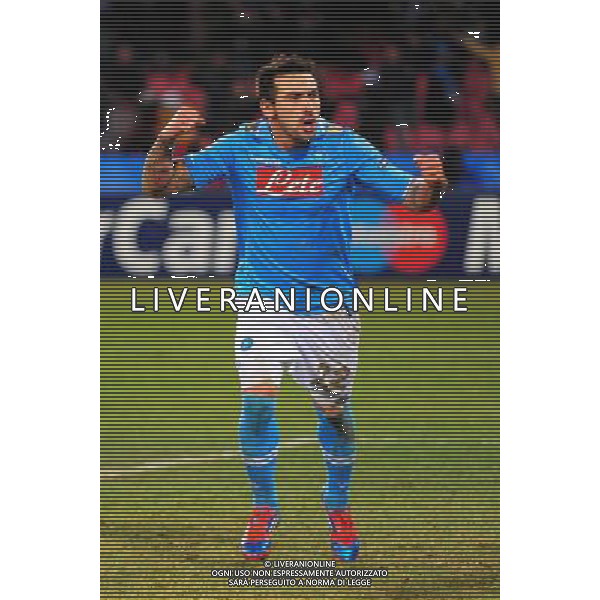 NAPOLI - CHELSEA CHAMPIONS LEAGUE 21/02/2012 NELLA FOTO: ESULTANZA DOPO IL SECONDO GOL DI EZEQUIEL LAVEZZI ©MOSCA/AGENZIA ALDO LIVERANI SAS