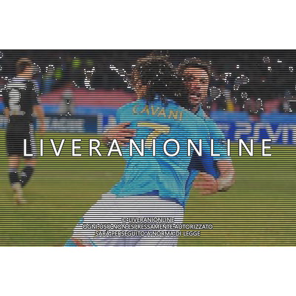 NAPOLI - CHELSEA CHAMPIONS LEAGUE 21/02/2012 NELLA FOTO: ESULTANZA DOPO IL SECONDO GOL DI EZEQUIEL LAVEZZI CON EDINSON CAVANI ©MOSCA/AGENZIA ALDO LIVERANI SAS