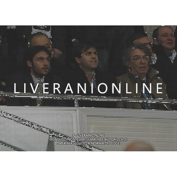 UEFA Champions League 2011/2012 Ottavi di Finale Andata Marsiglia (Francia) - 22.02.2012 Olympique Marsiglia-Inter Nella Foto:moratti massimo con i figli in tribuna /Ph.Vitez-Ag. Aldo Liverani