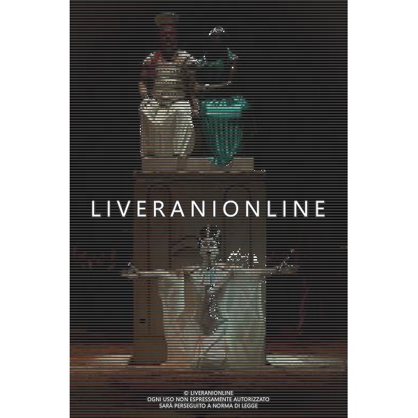 The full dress rehearsal of Stephen Medcalf\'s new production of Verdi\'s opera \'Aida\' at the Royal Albert Hall in London on February 22, 2012. Running from February 23 to March 11, the production features 120 cast members and will vividly recreate a world of eternal love set within the ruins of ancient Egypt. An international cast will be accompanied by the Royal Philharmonic Orchestra, conducted by Andrew Greenwood. /AG ALDO LIVERANI SAS - ITALY ONLY -