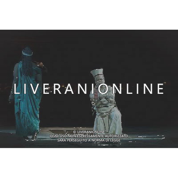 The full dress rehearsal of Stephen Medcalf\'s new production of Verdi\'s opera \'Aida\' at the Royal Albert Hall in London on February 22, 2012. Running from February 23 to March 11, the production features 120 cast members and will vividly recreate a world of eternal love set within the ruins of ancient Egypt. An international cast will be accompanied by the Royal Philharmonic Orchestra, conducted by Andrew Greenwood. /AG ALDO LIVERANI SAS - ITALY ONLY -