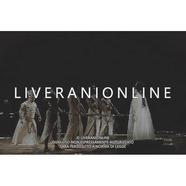 The full dress rehearsal of Stephen Medcalf\'s new production of Verdi\'s opera \'Aida\' at the Royal Albert Hall in London on February 22, 2012. Running from February 23 to March 11, the production features 120 cast members and will vividly recreate a world of eternal love set within the ruins of ancient Egypt. An international cast will be accompanied by the Royal Philharmonic Orchestra, conducted by Andrew Greenwood. /AG ALDO LIVERANI SAS - ITALY ONLY -