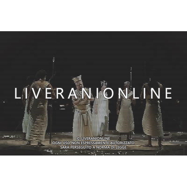 The full dress rehearsal of Stephen Medcalf\'s new production of Verdi\'s opera \'Aida\' at the Royal Albert Hall in London on February 22, 2012. Running from February 23 to March 11, the production features 120 cast members and will vividly recreate a world of eternal love set within the ruins of ancient Egypt. An international cast will be accompanied by the Royal Philharmonic Orchestra, conducted by Andrew Greenwood. /AG ALDO LIVERANI SAS - ITALY ONLY -