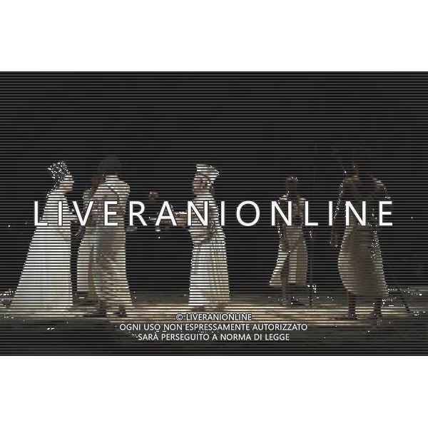 The full dress rehearsal of Stephen Medcalf\'s new production of Verdi\'s opera \'Aida\' at the Royal Albert Hall in London on February 22, 2012. Running from February 23 to March 11, the production features 120 cast members and will vividly recreate a world of eternal love set within the ruins of ancient Egypt. An international cast will be accompanied by the Royal Philharmonic Orchestra, conducted by Andrew Greenwood. /AG ALDO LIVERANI SAS - ITALY ONLY -