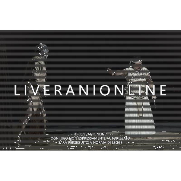 The full dress rehearsal of Stephen Medcalf\'s new production of Verdi\'s opera \'Aida\' at the Royal Albert Hall in London on February 22, 2012. Running from February 23 to March 11, the production features 120 cast members and will vividly recreate a world of eternal love set within the ruins of ancient Egypt. An international cast will be accompanied by the Royal Philharmonic Orchestra, conducted by Andrew Greenwood. /AG ALDO LIVERANI SAS - ITALY ONLY -