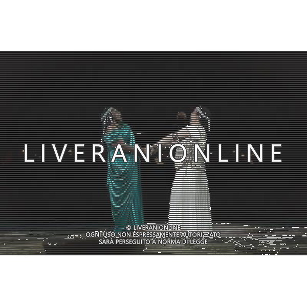 The full dress rehearsal of Stephen Medcalf\'s new production of Verdi\'s opera \'Aida\' at the Royal Albert Hall in London on February 22, 2012. Running from February 23 to March 11, the production features 120 cast members and will vividly recreate a world of eternal love set within the ruins of ancient Egypt. An international cast will be accompanied by the Royal Philharmonic Orchestra, conducted by Andrew Greenwood. /AG ALDO LIVERANI SAS - ITALY ONLY -