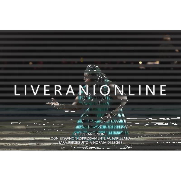The full dress rehearsal of Stephen Medcalf\'s new production of Verdi\'s opera \'Aida\' at the Royal Albert Hall in London on February 22, 2012. Running from February 23 to March 11, the production features 120 cast members and will vividly recreate a world of eternal love set within the ruins of ancient Egypt. An international cast will be accompanied by the Royal Philharmonic Orchestra, conducted by Andrew Greenwood. /AG ALDO LIVERANI SAS - ITALY ONLY -