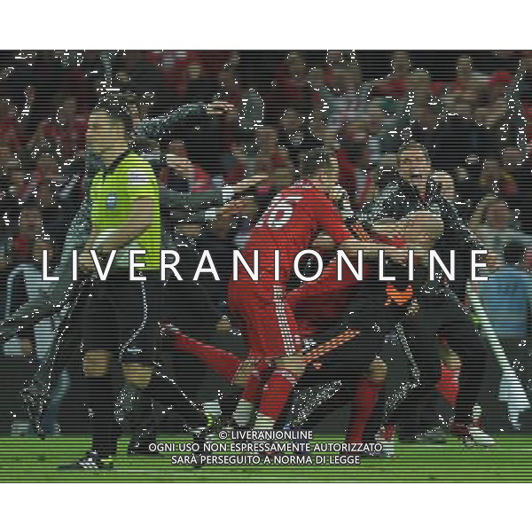 Liverpool players dive on Liverpool\'s Jose Manuel Reina in celebration of winning the Carling League Cup Football - Carling Cup Final - Cardiff City v Liverpool - Sunday 26 February 2012 - Wembley Stadium - London å© CameraSport - 43 Linden Ave. Countesthorpe. Leicester. England. LE8 5PG - Tel: +44 (0) 116 277 4147 - admin@camerasport.com - www.camerasport.com AG ALDO LIVERANI S A S ONLY ITALY