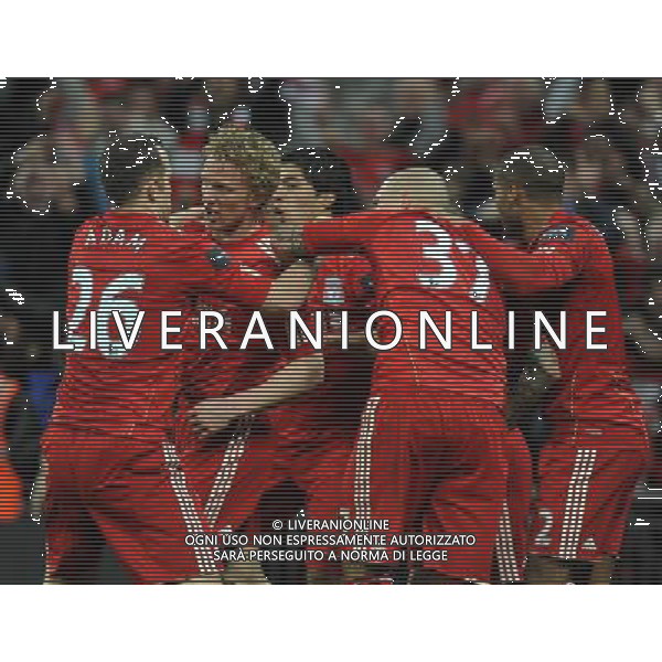Liverpool\'s Dirk Kuyt celebrates scoring his sides second goal with team-mate\'s Charlie Adam, Martin Skrtel, Glen Johnson and Luis Suarez Football - Carling Cup Final - Cardiff City v Liverpool - Sunday 26 February 2012 - Wembley Stadium - London å© CameraSport - 43 Linden Ave. Countesthorpe. Leicester. England. LE8 5PG - Tel: +44 (0) 116 277 4147 - admin@camerasport.com - www.camerasport.com AG ALDO LIVERANI S A S ONLY ITALY