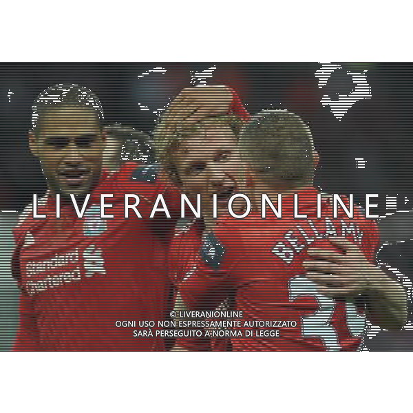 Liverpool\'s Dirk Kuyt celebrates scoring his sides second goal with team-mate\'s Glen Johnson and Craig Bellamy Football - Carling Cup Final - Cardiff City v Liverpool - Sunday 26 February 2012 - Wembley Stadium - London å© CameraSport - 43 Linden Ave. Countesthorpe. Leicester. England. LE8 5PG - Tel: +44 (0) 116 277 4147 - admin@camerasport.com - www.camerasport.com AG ALDO LIVERANI S A S ONLY ITALY