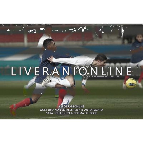 ©PHOTOPQR/NICE MATIN/ ABJ CANNES LE 28/02/2012 MATCH AMICAL INTERNATIONAL A CANNES FRANCE ITALIE ESPOIRS ICI L AUTEUR DU PREMIER BUT ALEXANDRE LACAZETTE CANNES (Francia): Amichevole Francia U21-Italia U21 ©AG ALDO LIVERANI SAS - ITALY ONLY