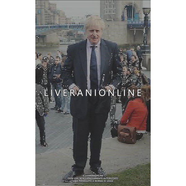 Mayor Boris Johnson watches the 11ft Olympic Rings go down the Thames and under Tower Bridge by City Hall today 28th February 2012 to let the general public know that there is only 150 days left until the Olympic Games begin in London, picture by Marc Larkin/ /PHOTOSHOT/AG ALDO LIVERANI SAS - ITALY ONLY -