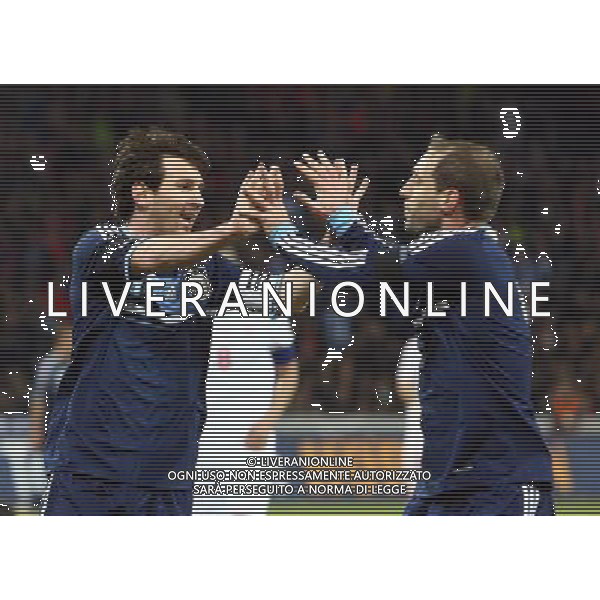 BERNA (CH) - 29/02/2012 - AMICHEVOLE SVIZZERA VS ARGENTINA - NELLA FOTO: MESSI ESULTA CON ZABALETA DOPO IL GOL DELL\'1-0 - FOTO FRANCESCA SOLI / AGENZIA LIVERANI