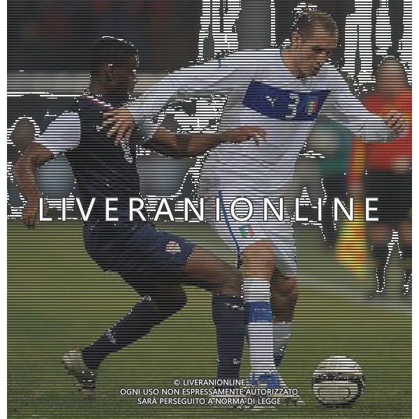 Gara Amichevole Genova - 29.02.2012 Italia-USA Nella Foto:Chiellini Giorgio-Edu Maurice /Ph.Vitez-Ag. Aldo Liverani