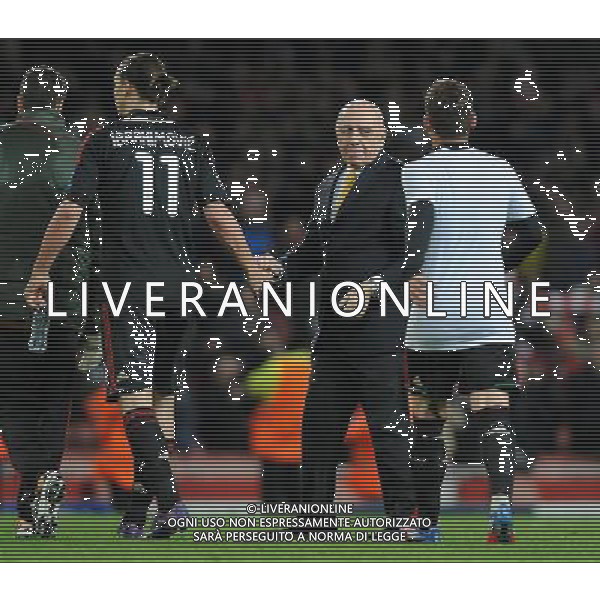 UEFA Champions League 2011/2012 Ottavi di Finale Ritorno Londra - 06.03.2012 Arsenal-Milan Nella Foto:galliani esulta in campo con ibrahimovic e nocerino /Ph.Vitez-Ag. Aldo Liverani