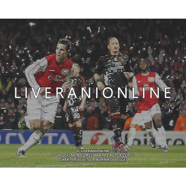 Arsenal\'s Robin van Persie celebrates scoring his sides third goal 3-0 from a penalty kick Football - UEFA Champions League Group F - Arsenal v AC Milan - Tue 06 Mar 2012 - Emirates Stadium - London © CameraSport - 43 Linden Ave. Countesthorpe. Leicester. England. LE8 5PG - Tel: +44 (0) 116 277 4147 - admin@camerasport.com - www.camerasport.com AG ALDO LIVERANI S A S ONLY ITALY