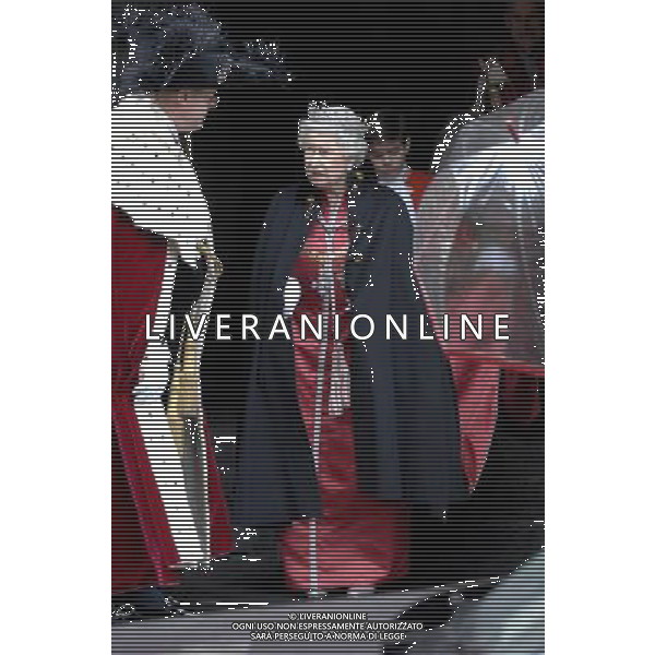 The Queen, accompanied by The Duke of Edinburgh attend a Service for the Order of the British Empire in St. Paul\'s Cathedral, London. The Queen entered and left via the side door because the steps at St Paul\'s where demmed as too slippery for her to walk on.7-3-12 ©PHOTOSHOT/AG ALDO LIVERANI SAS - *** Local Caption *** .