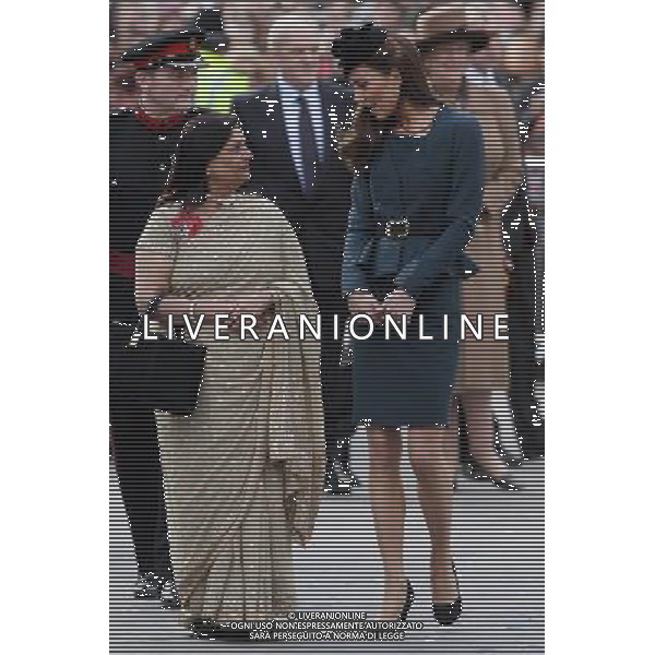 LEICESTER, ENGLAND - MARCH 08: Catherine, Duchess of Cambridge (R) arrives in Leicester city centre on March 8, 2012 in Leicester, England. The royal visit to Leicester marks the first date of Queen Elizabeth II\'s Diamond Jubilee tour of the UK between March 8 and July 25, 2012. ©photoshot/AGENZIA ALDO LIVERANI SAS - ITALY ONLY - REALI INGLESI: La Regina Elisabetta II d\'inghilterra accompagnata dal Duca di Edimburgo e da Kate Middleton Duchessa di Cambridge in visita a Leicester, 8 marzo 2012.