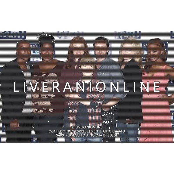 Leslie Odom Jr., Kecia Lewis-Evans, Jessica Phillips, Talon Ackerman, Raul Esparza, Kendra Kassebaum \' Krystal Joy Brown attending the \'Leap Of Faith\' Meet \' Greet at the Duke 42nd Street Studios in New York City. 3/8/2012 /photoshot/ag aldo liverani /italy only