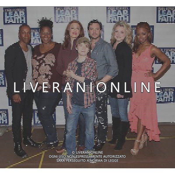 Leslie Odom Jr., Kecia Lewis-Evans, Jessica Phillips, Talon Ackerman, Raul Esparza, Kendra Kassebaum \' Krystal Joy Brown attending the \'Leap Of Faith\' Meet \' Greet at the Duke 42nd Street Studios in New York City. 3/8/2012 /photoshot/ag aldo liverani /italy only